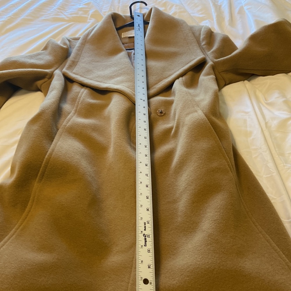 Michael Kors Camel Belted Wrap Coat Wool Cashmere Blend SzL Classic Spring Layer - Picture 15 of 17
